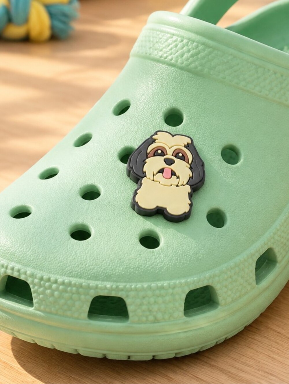 Shih Tzu Croc Shoe Charm Black Cream Puppy Dog Pet Lover Jibbitz Style Accessory